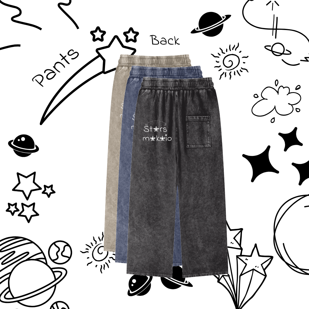 Stars Acid Wash Straight Leg Pants - 360 GSM