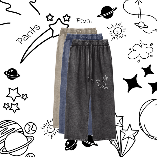 Stars Acid Wash Straight Leg Pants - 360 GSM